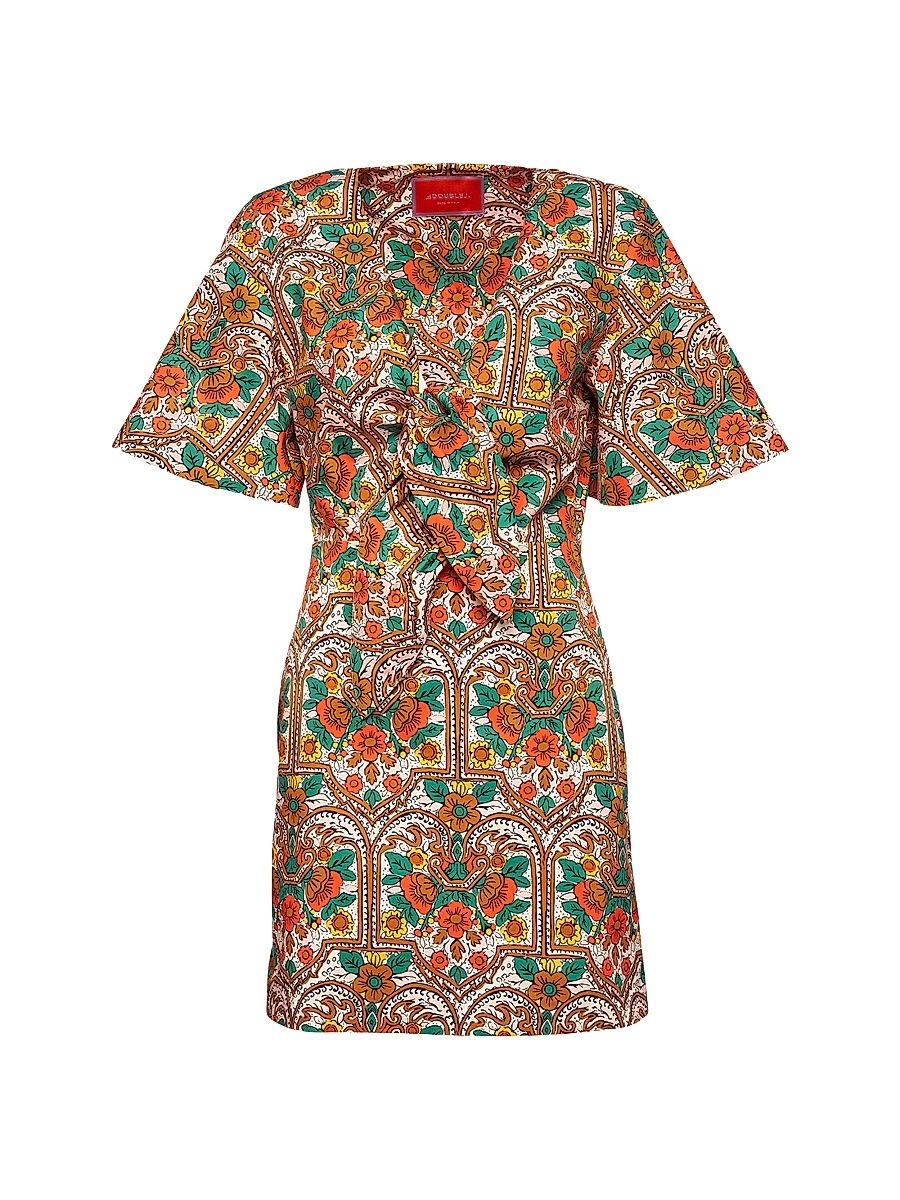 Women's Peek-A-Boo Mini Dress - Corte White Rust - Size XXS