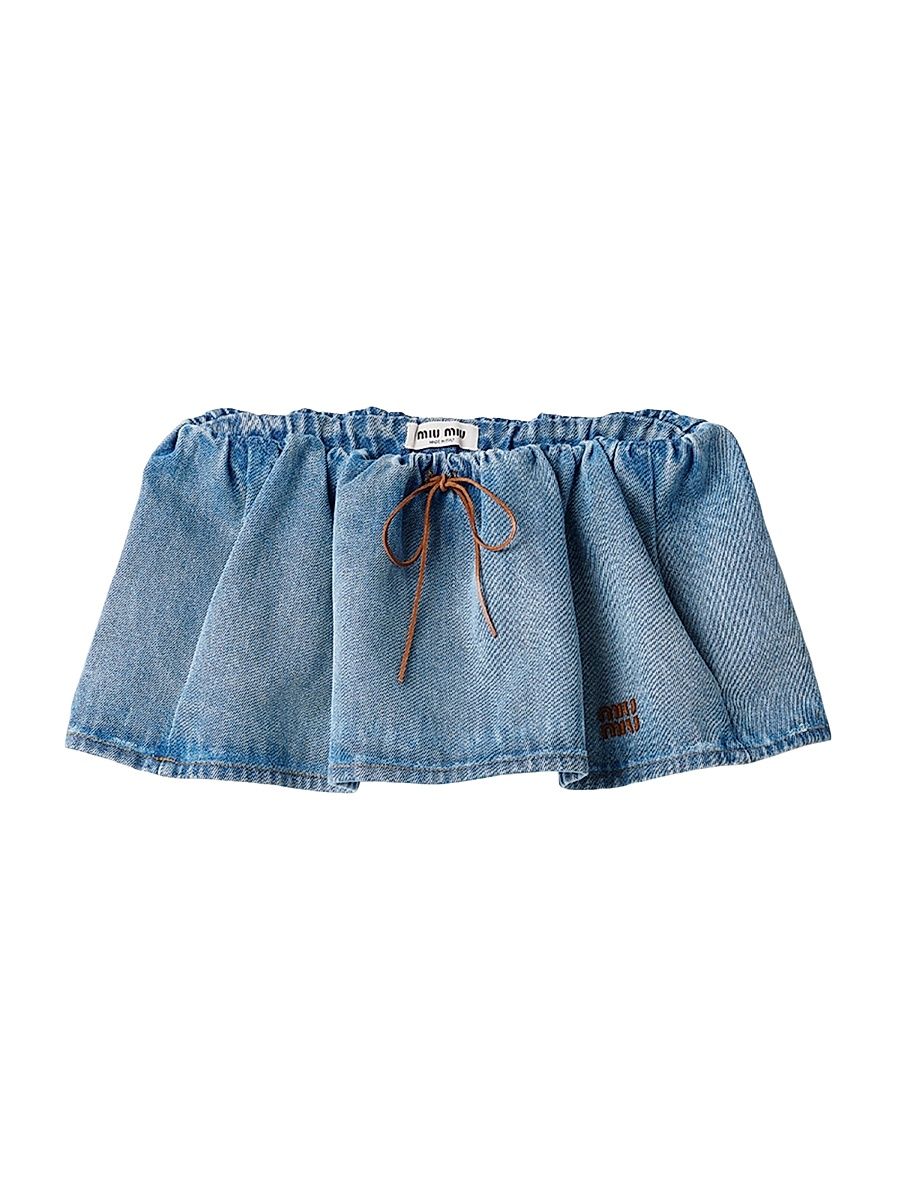 Women's Washed Denim Mini-Skirt - Blue - Size 4