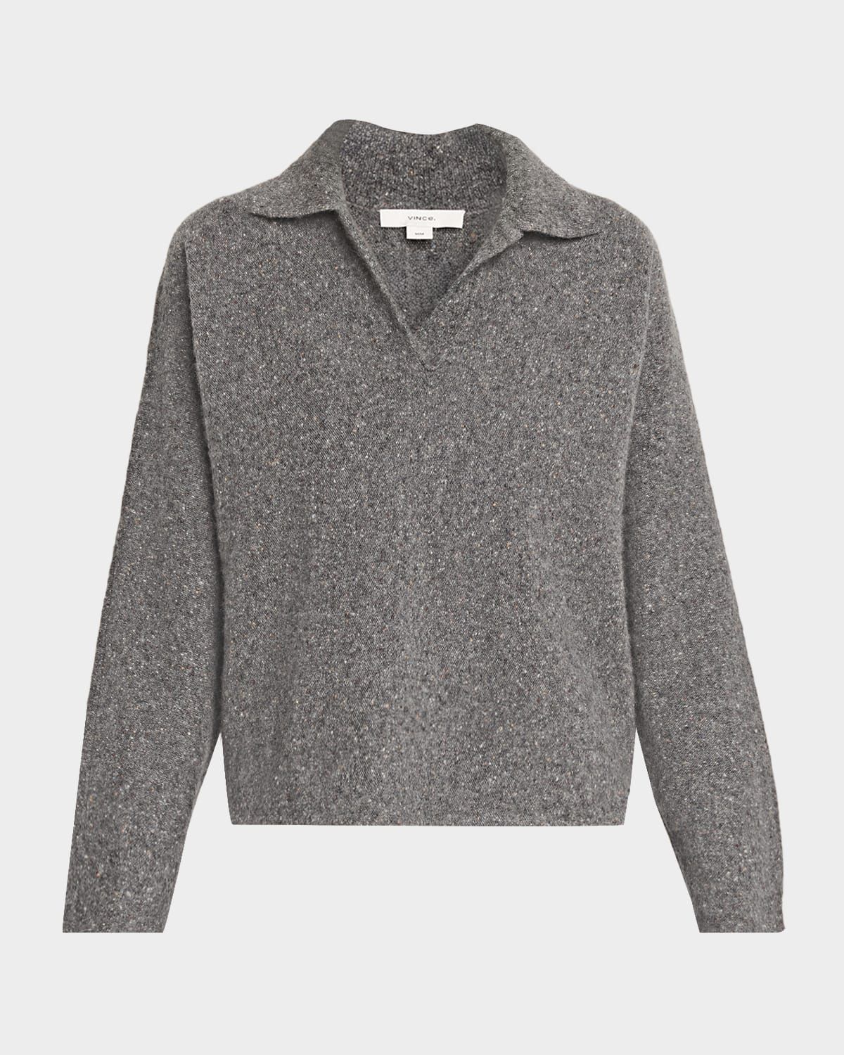 Donegal Plush Cashmere Dolman-Sleeve Polo Sweater