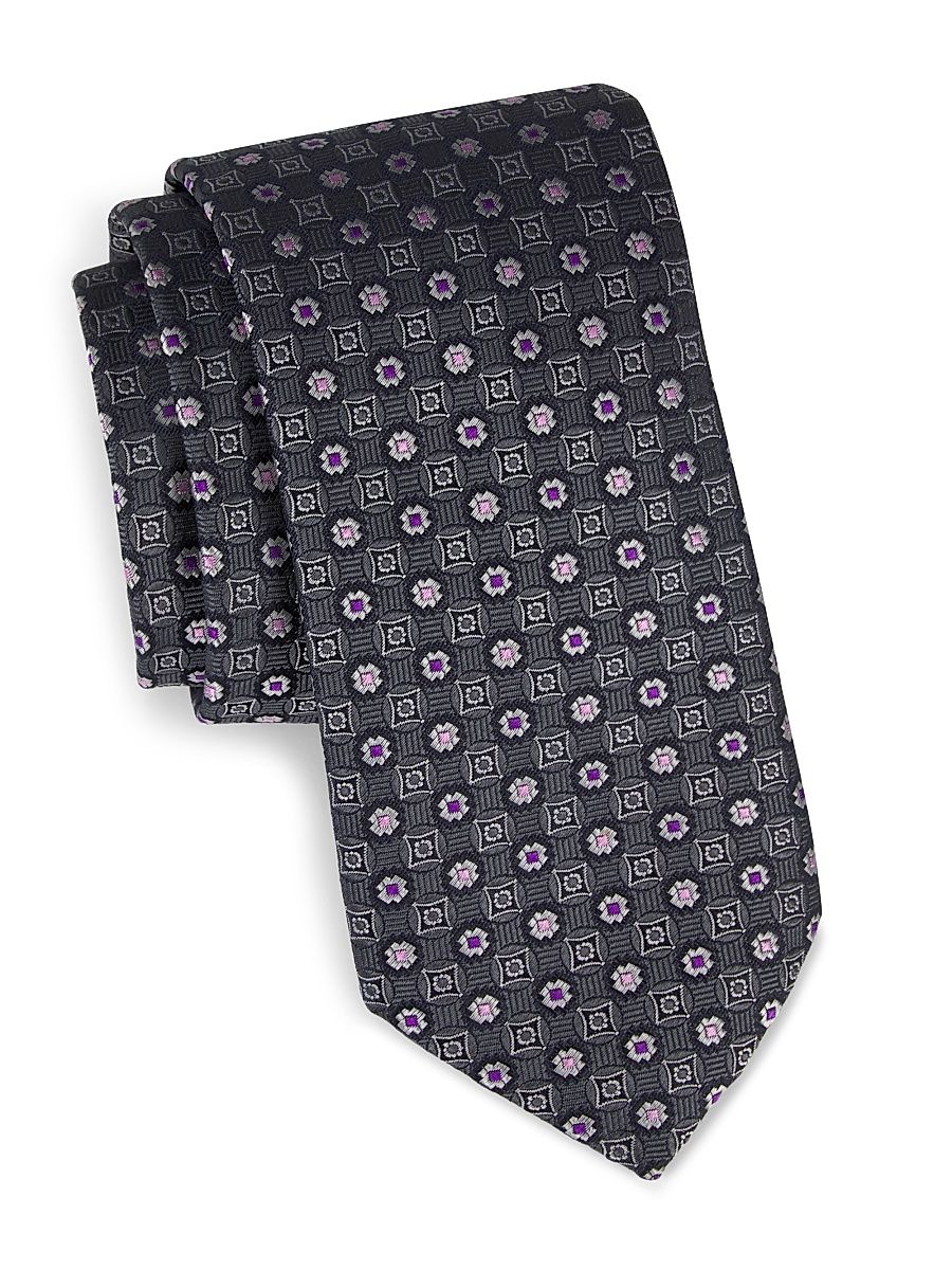 Men's Medallion Silk Tie - Grey