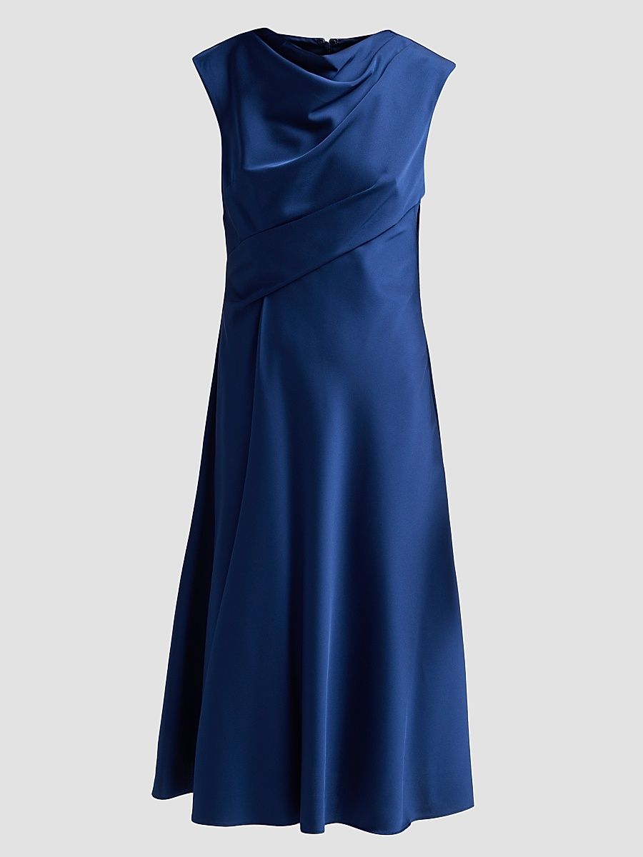 Women's Crepe Back Satin Midi Dress - Navy - Size 16