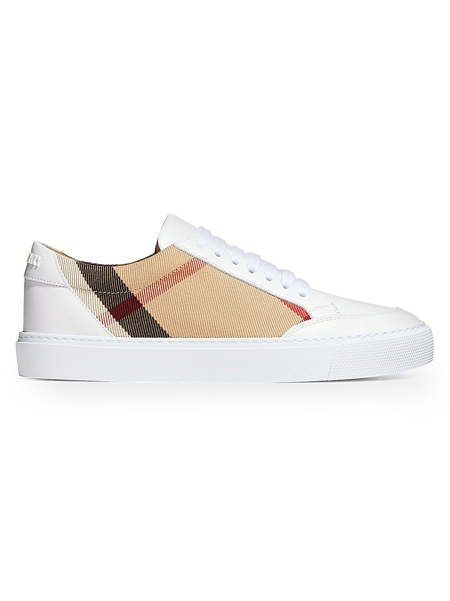 Women's Salmond Vintage Check Leather & Textile Sneakers - White - Size 11