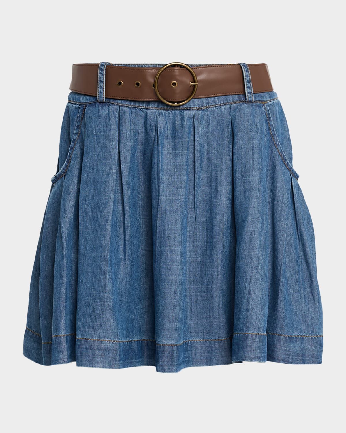 Owen Belted Chambray Mini Skirt