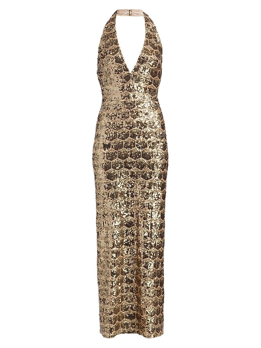 Women's Shauna Sequinned Gown - Gold Sequin - Size 16