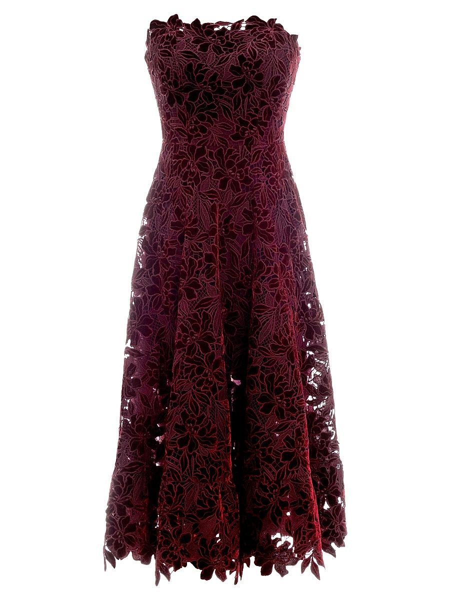 Women's Kailyn Strapless Lace Cocktail Dress - Oxblood - Size Large