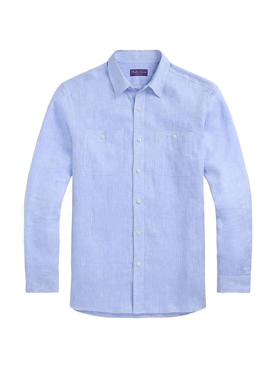 Men's Linen Chambray Shirt - Chambray Linen - Size Medium