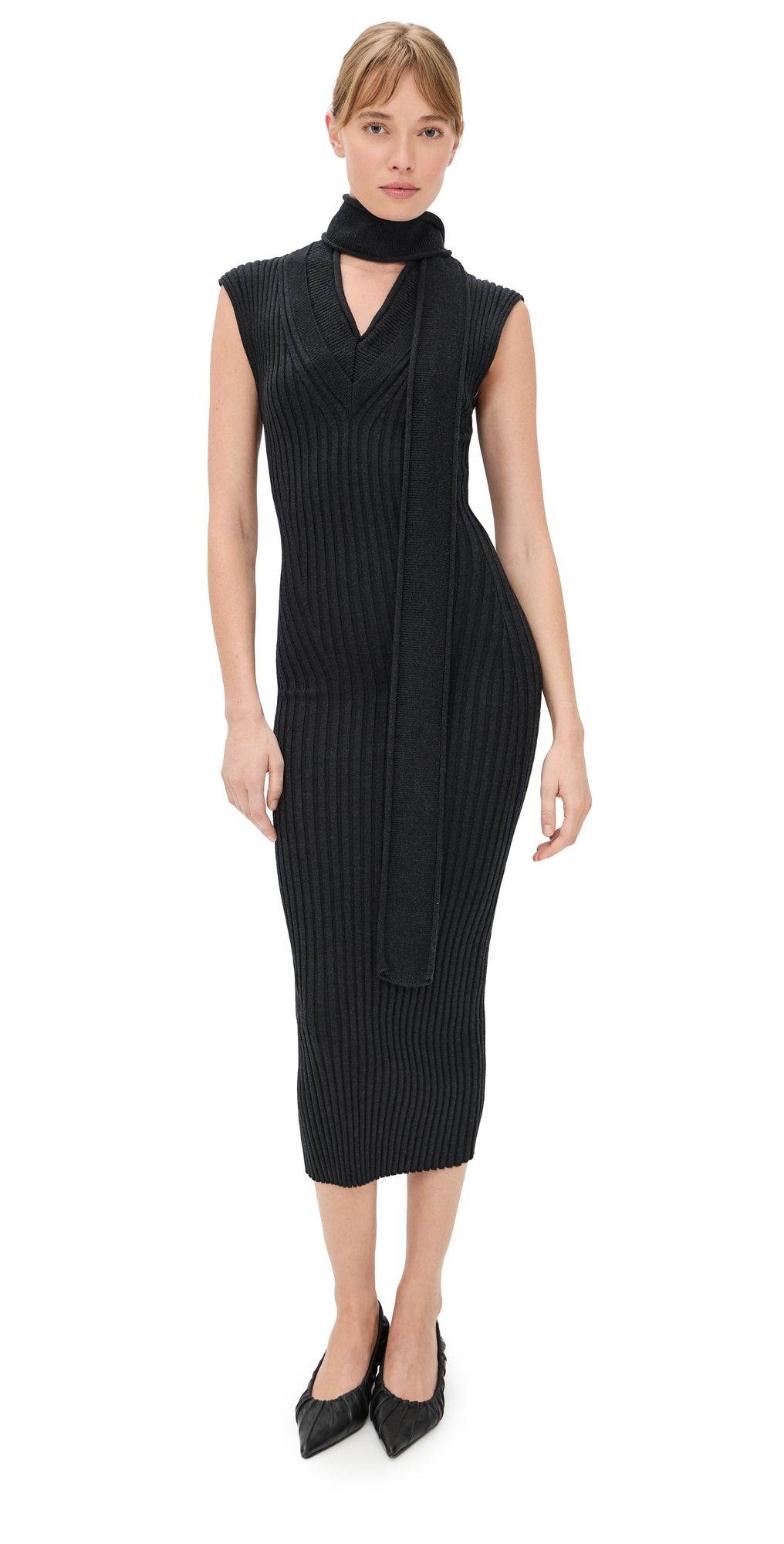 Aisling Camps Scarf Dress Charcoal Melange M