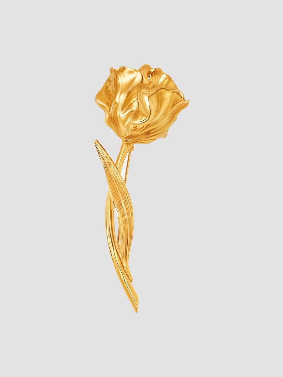 Oscar de la Renta Women's 24K-Gold-Plated Iris Bud Brooch - Gold