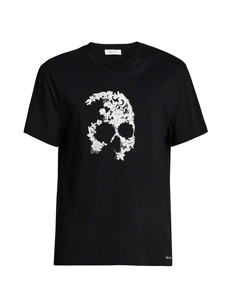 Men's Skull Crewneck T-Shirt - Black White - Size XXL
