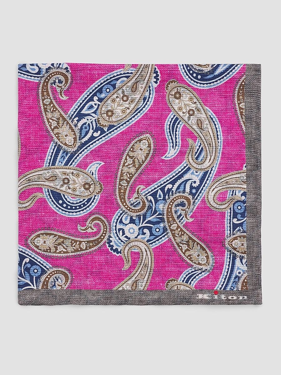 Men's Silk Pocket Square - Pink Navy