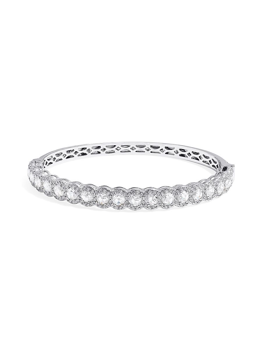 Women's Scallop 18K White Gold & 2.58 TCW Diamond Bangle - White Gold