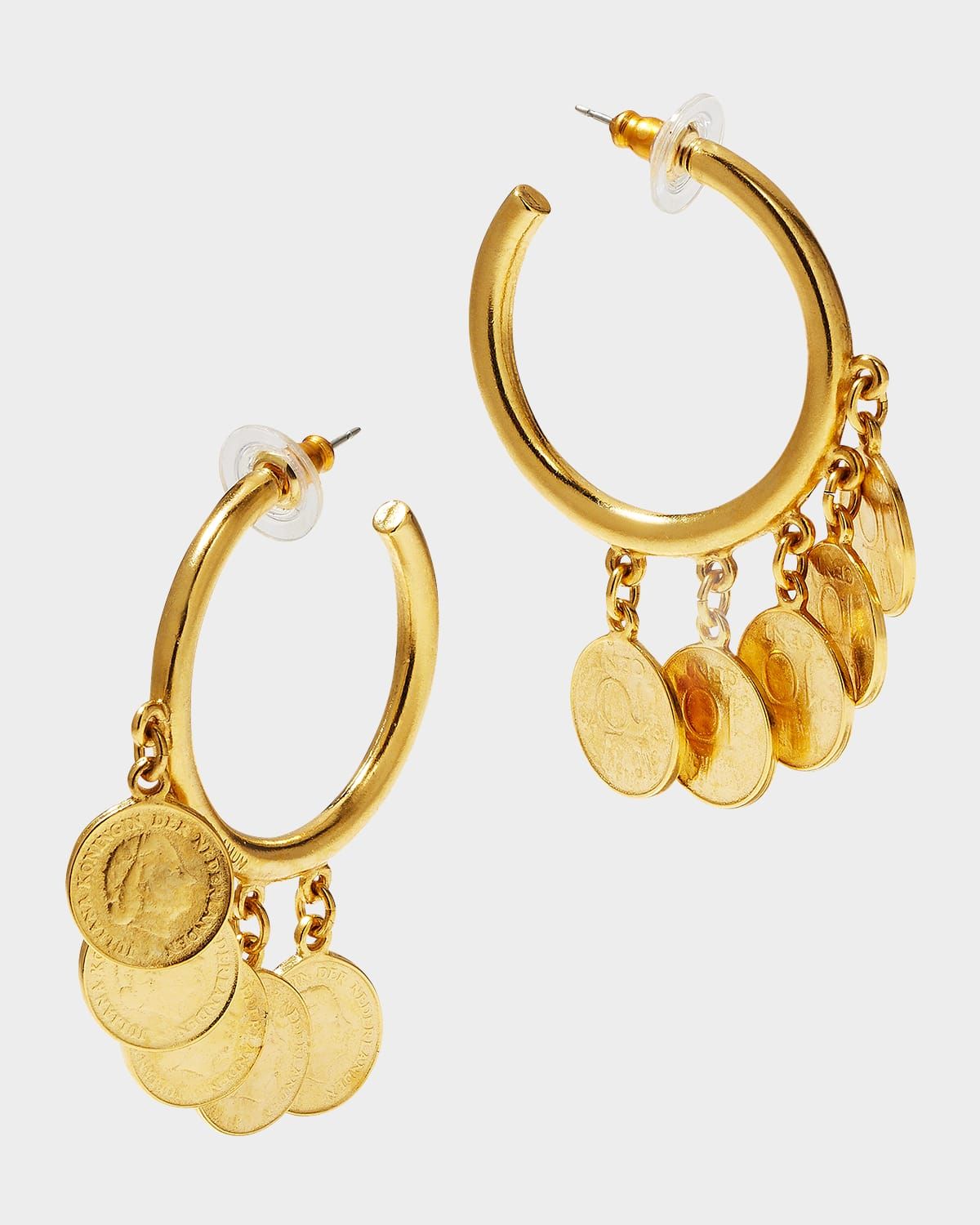 Gold Charm Hoop Earrings