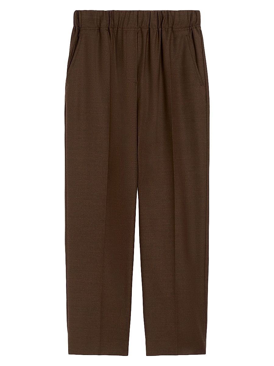 Women's Wool Flannel Trousers - Chocolate - Size 16