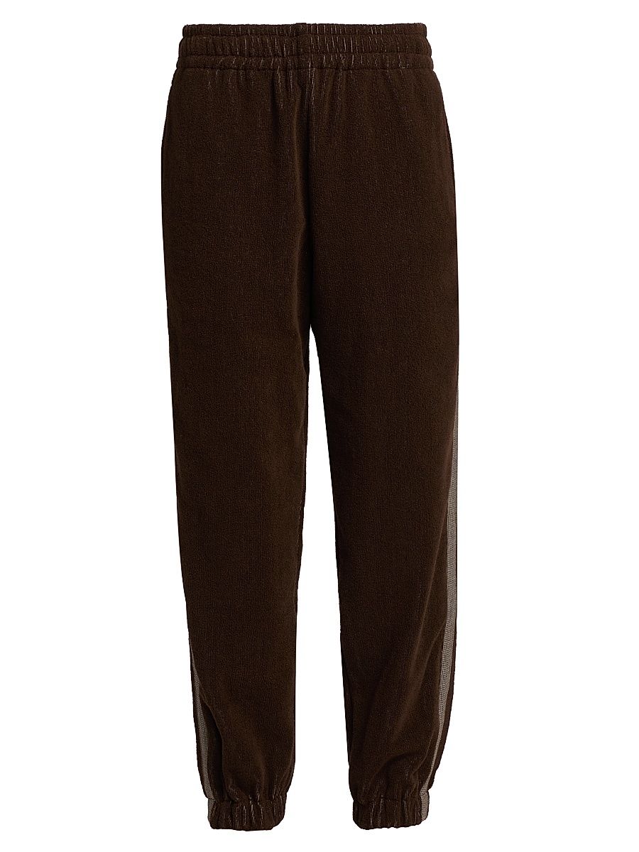 Women's Jacquard Cotton-Blend Terry Joggers - Brown - Size XS