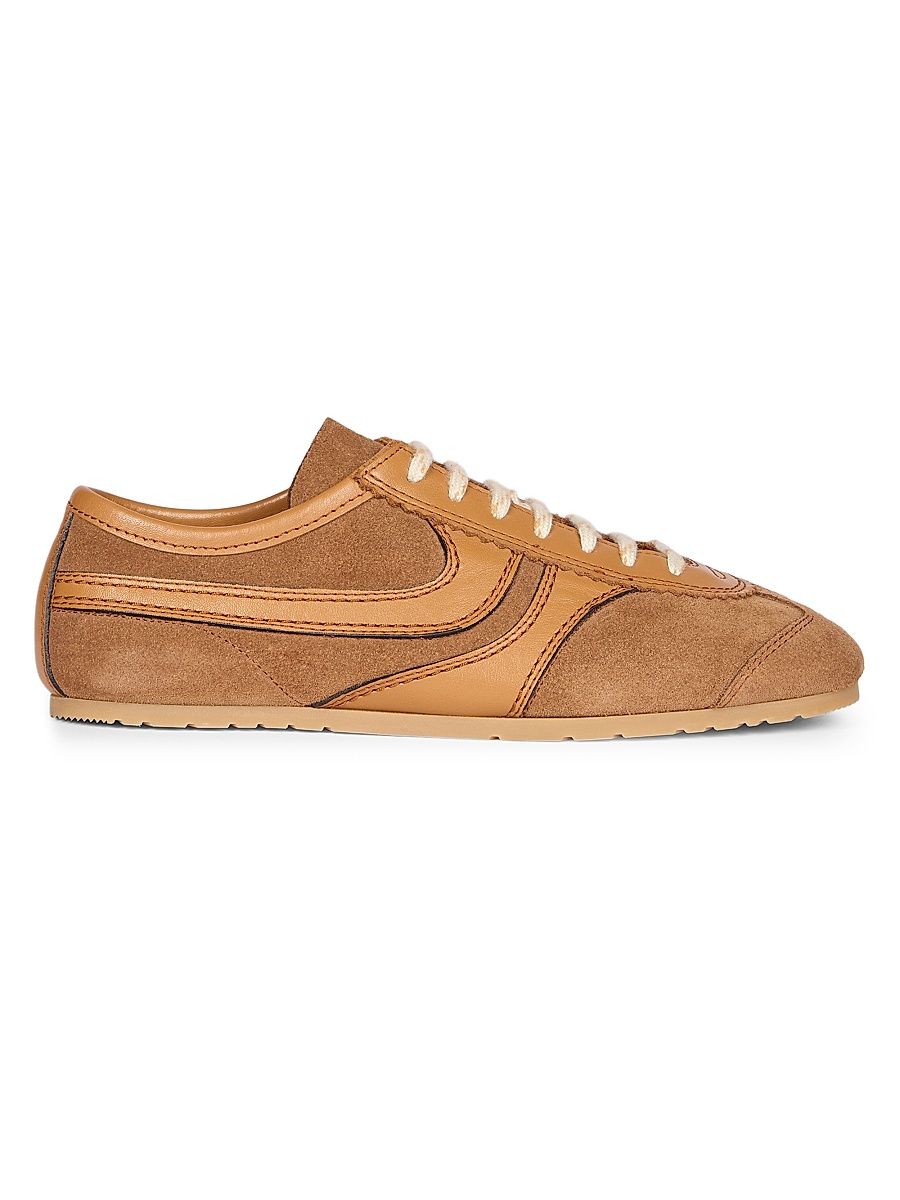 Women's Round-Toe Suede Low-Top Sneakers - Tan - Size 5