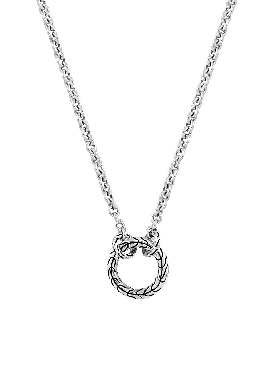 Women's Classic Chain Sterling Silver Amulet Necklace - Silver