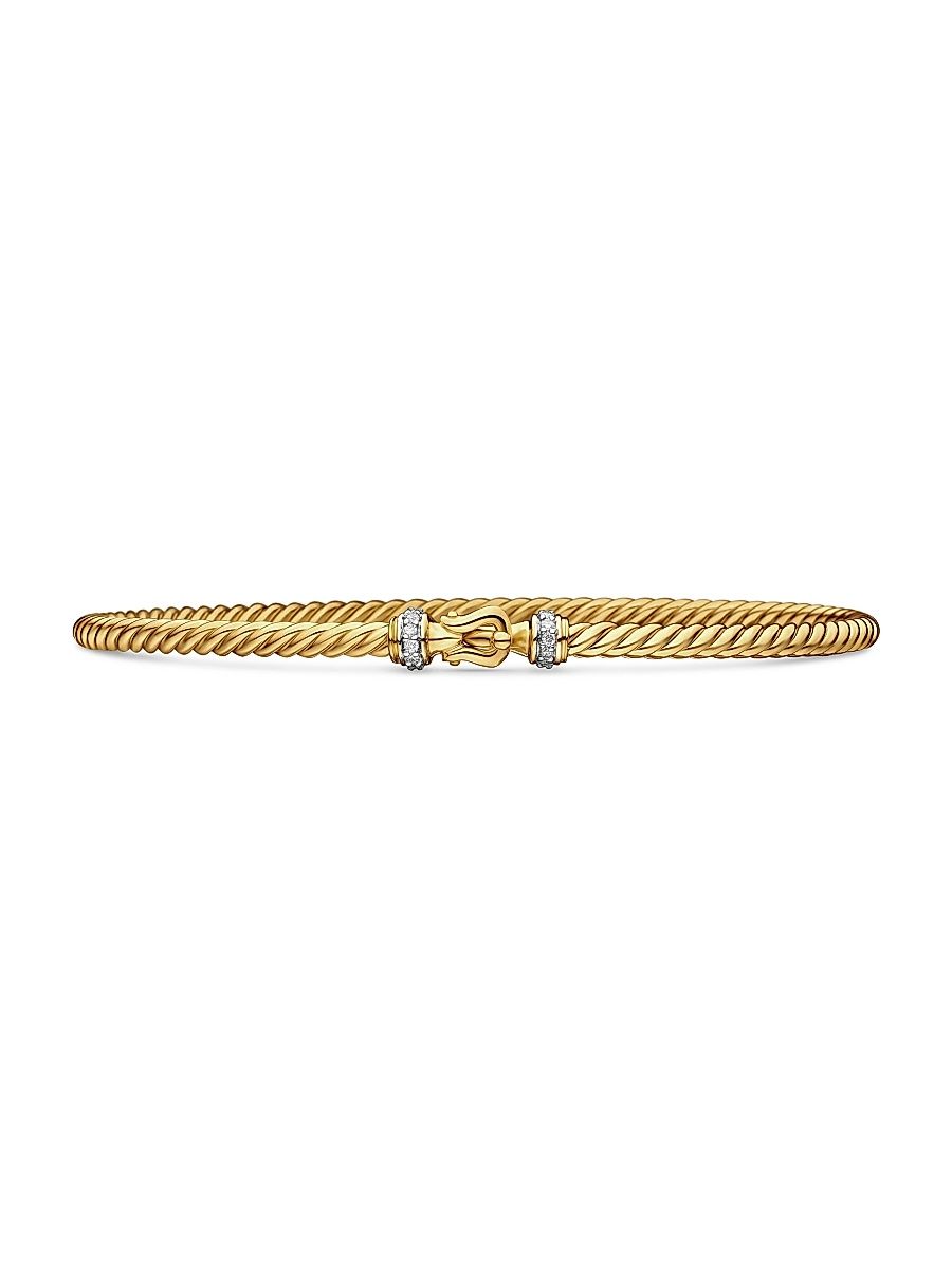 Women's Buckle Classic Cable Bracelet in 18K Yellow Gold - Diamond - Size Large