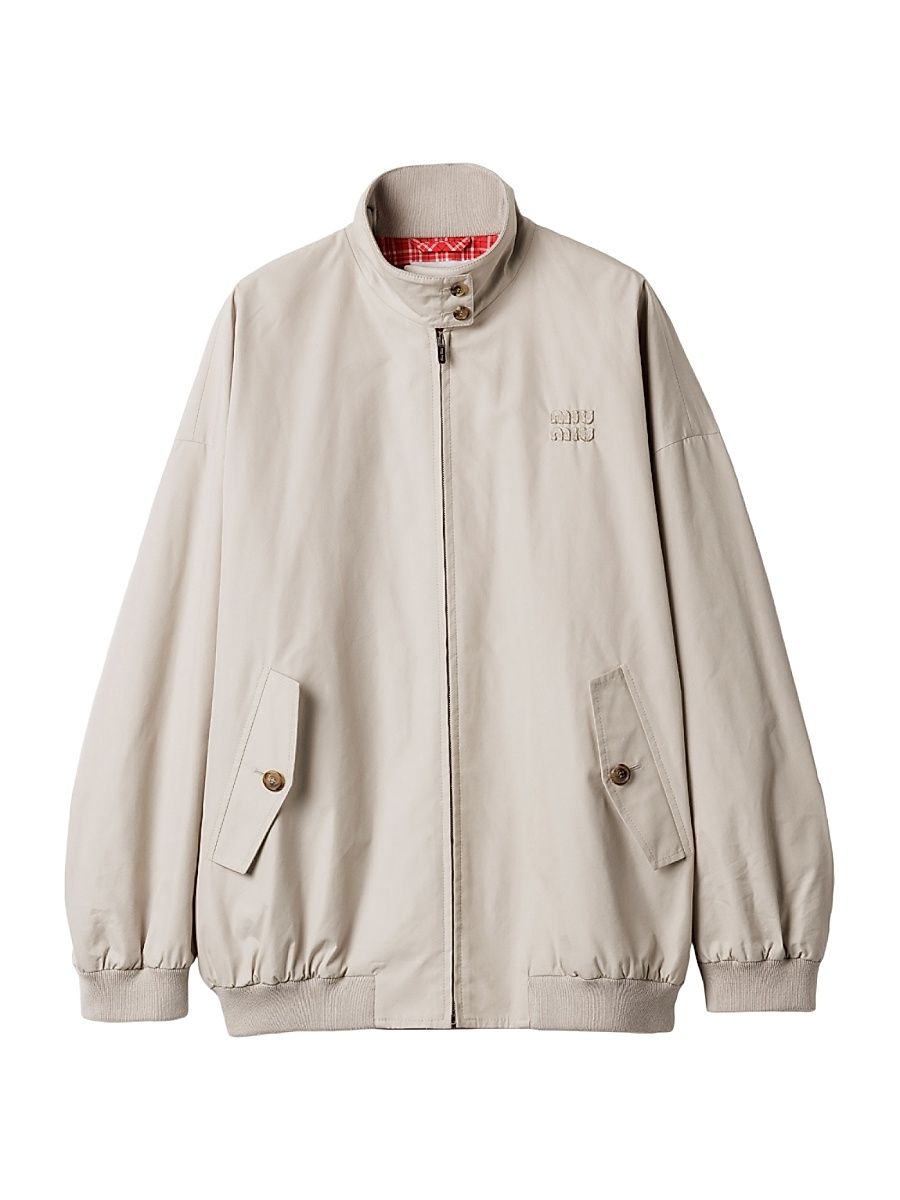 Women's Panama Cotton Blouson Jacket - Beige Khaki - Size 6