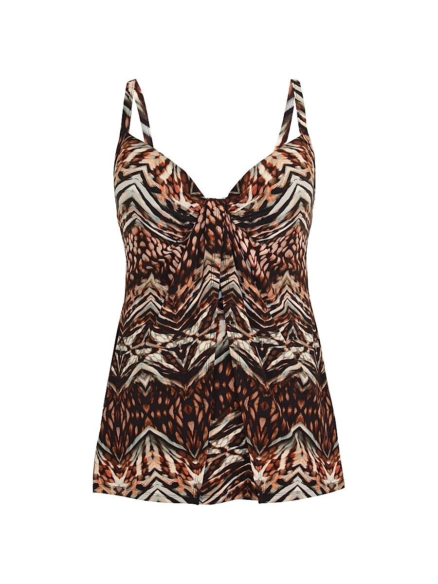 Women's Tribal Tigress Gala Tankini Top - Black Multi - Size 16