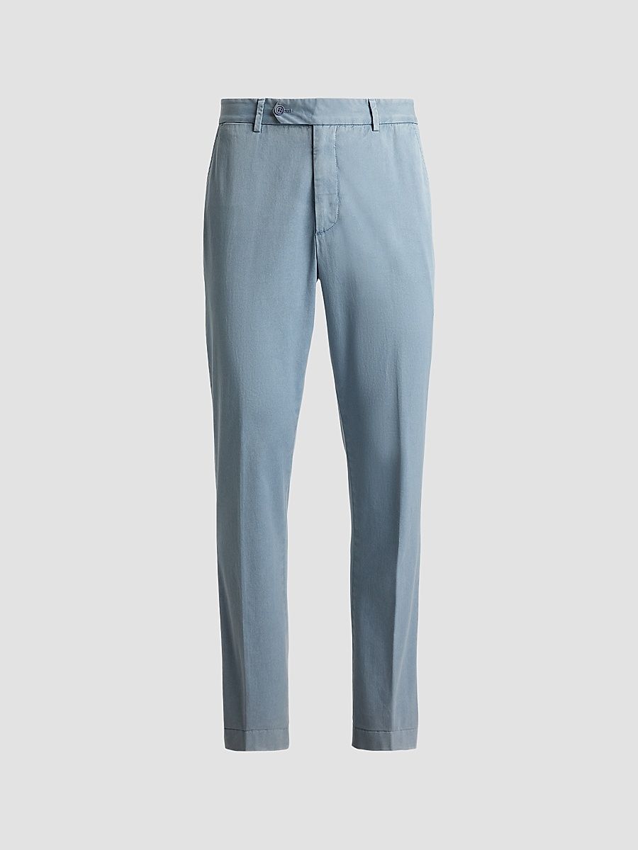 Men's Hand-Tailored Garment-Dyed Chino Trousers - Winward Blue - Size 40