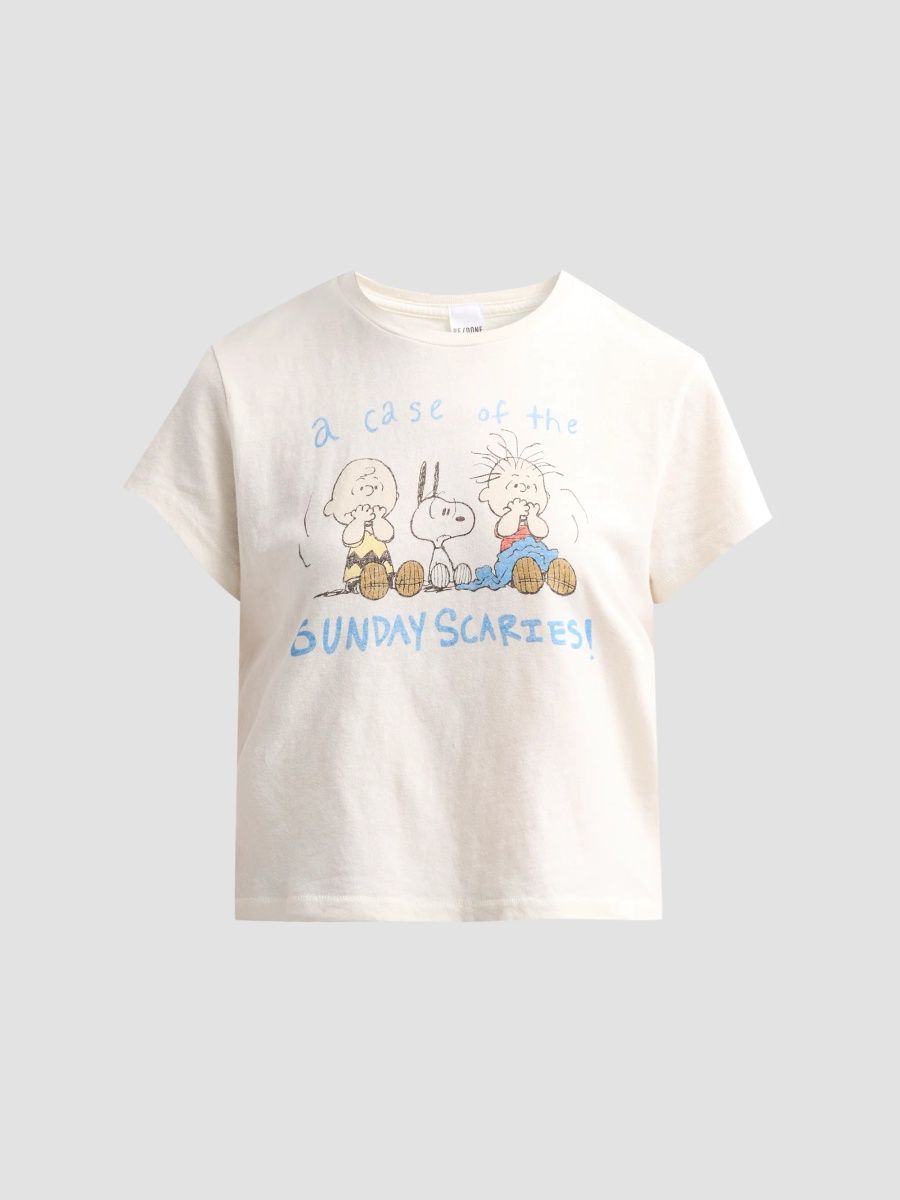 Re/done Women's '50s Scaries Boxy T-Shirt - Vintage White - Size Large