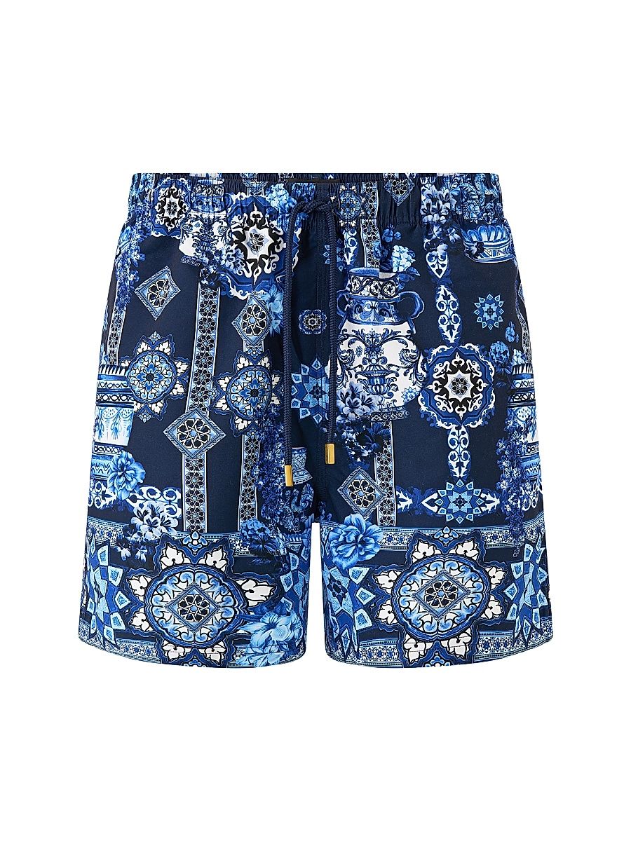 Men's Printed Mid-Length Board Shorts - A Tiled Wonderland - Size Medium