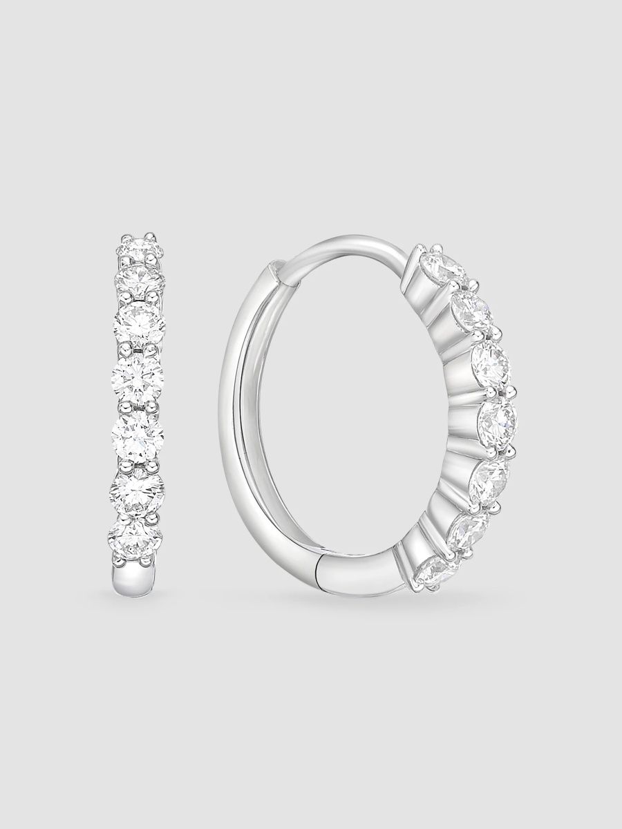 Women's 18K White Gold & 0.45 TCW Diamond Huggie Earrings - White Gold