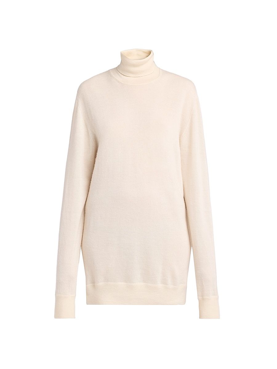 Women's Lizzy Cashmere Turtleneck Sweater - Ivory - Size XL
