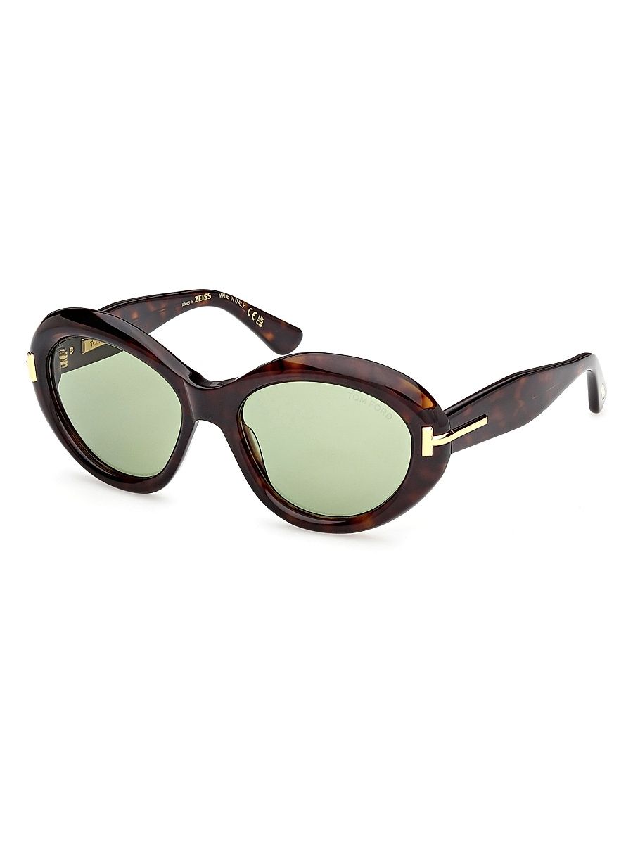 Women's TOM FORD Icon 55MM Oval Sunglasses - Brown Green