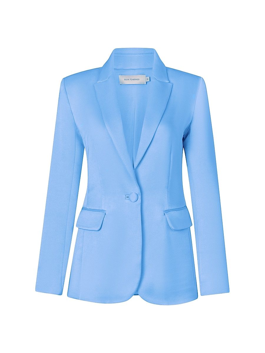 Women's Rebeca Hammered Satin Blazer - Periwinkle - Size Large