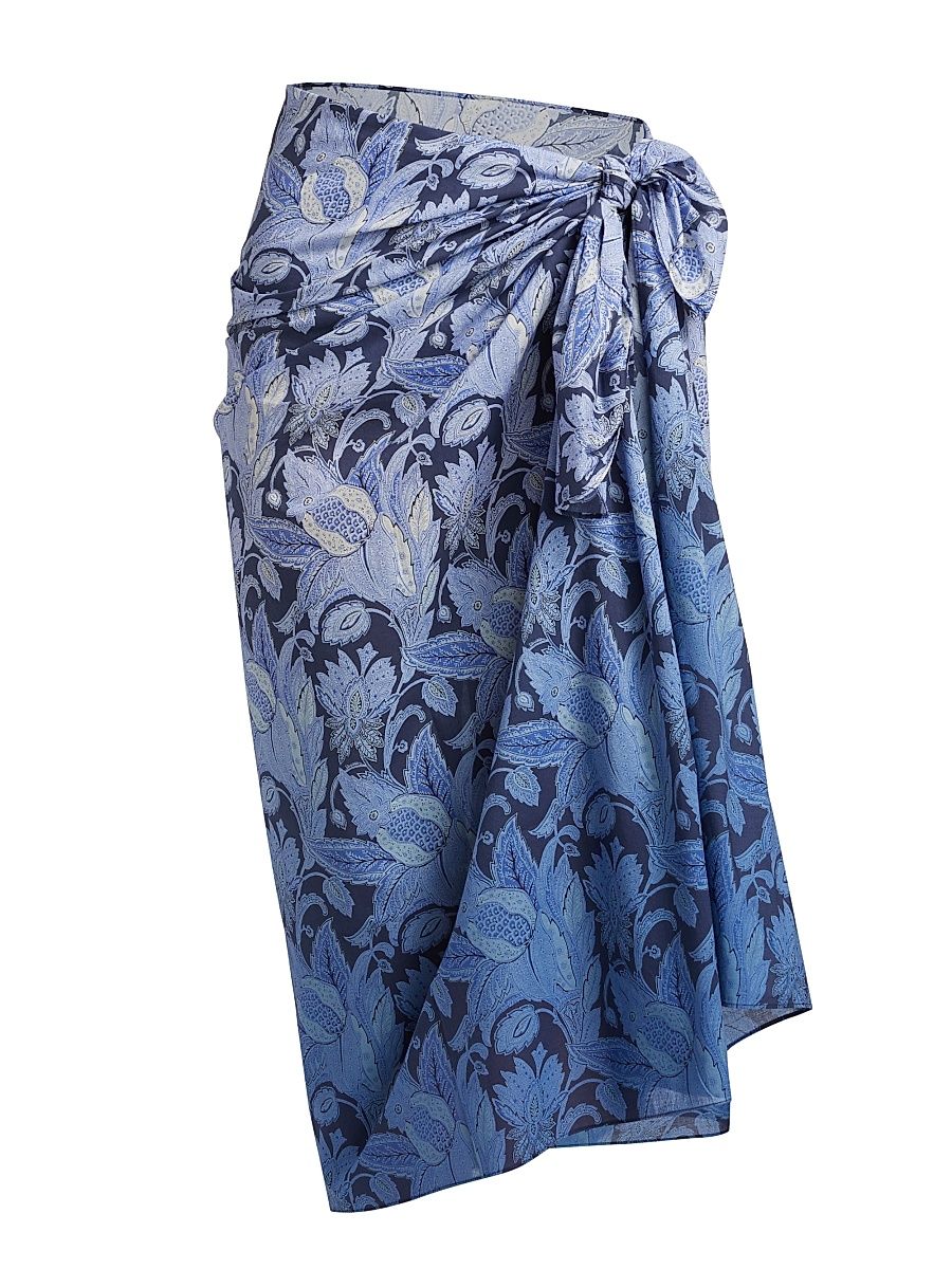 Women's York Ivy Garden-Printed Cotton Voile Pareo - Indigo Multi