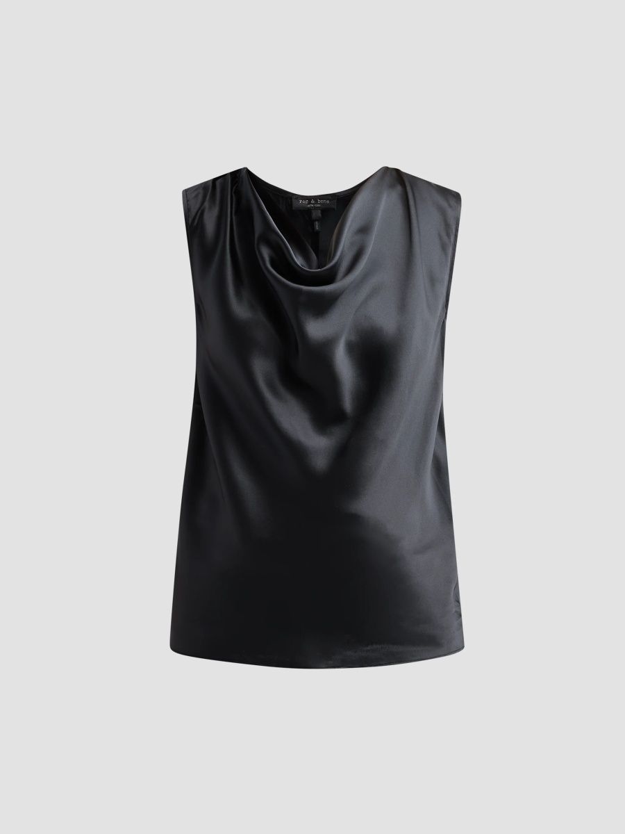 rag & bone Women's Vinnie Sleeveless Silk Blouse - Black - Size XS