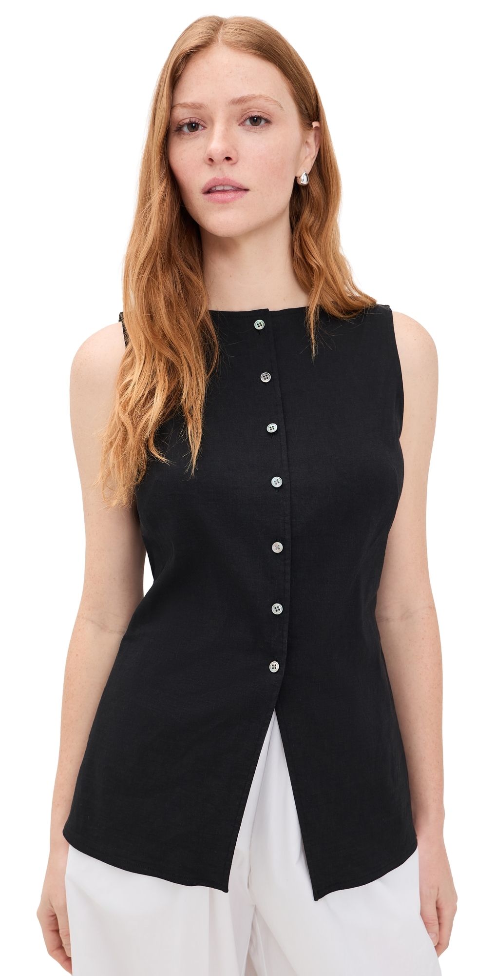 Theory Boat Neck Cutaway Top Black P