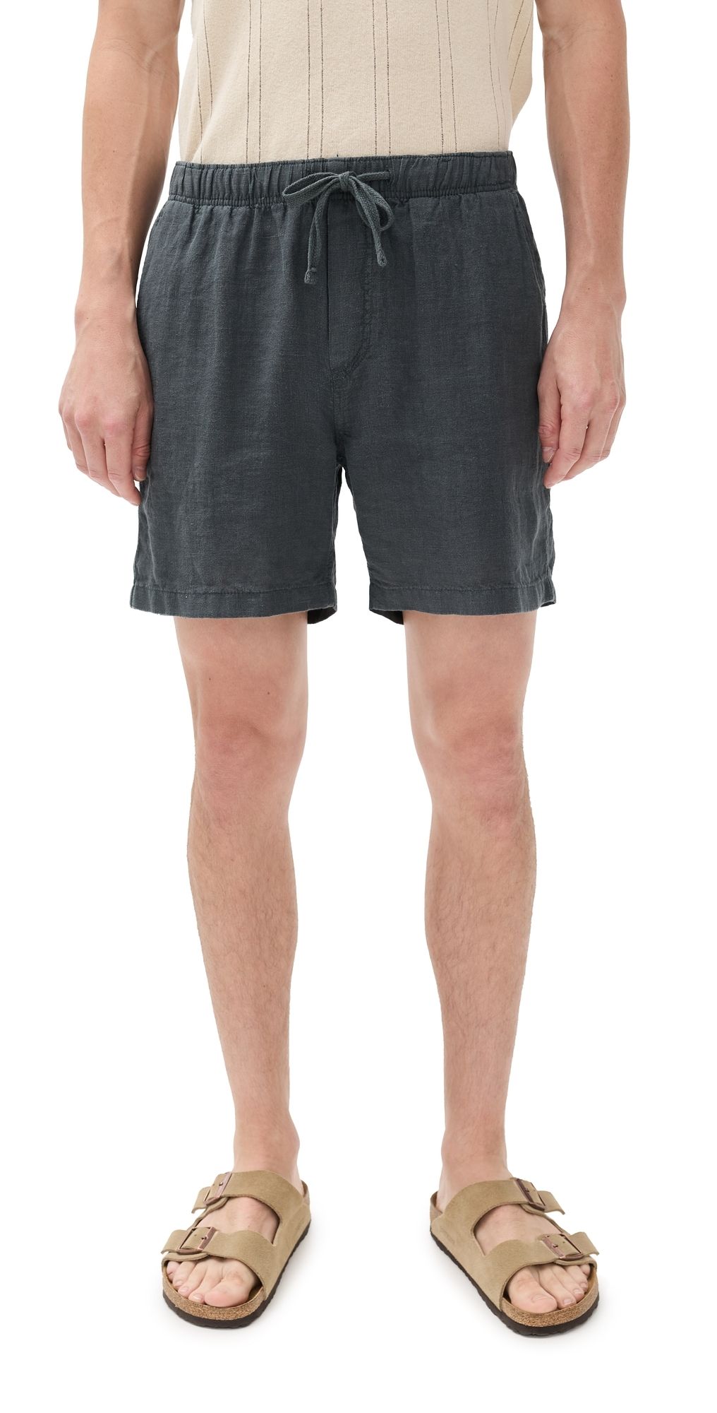 Faherty Essential Linen Shorts 6.5 Washed Black L