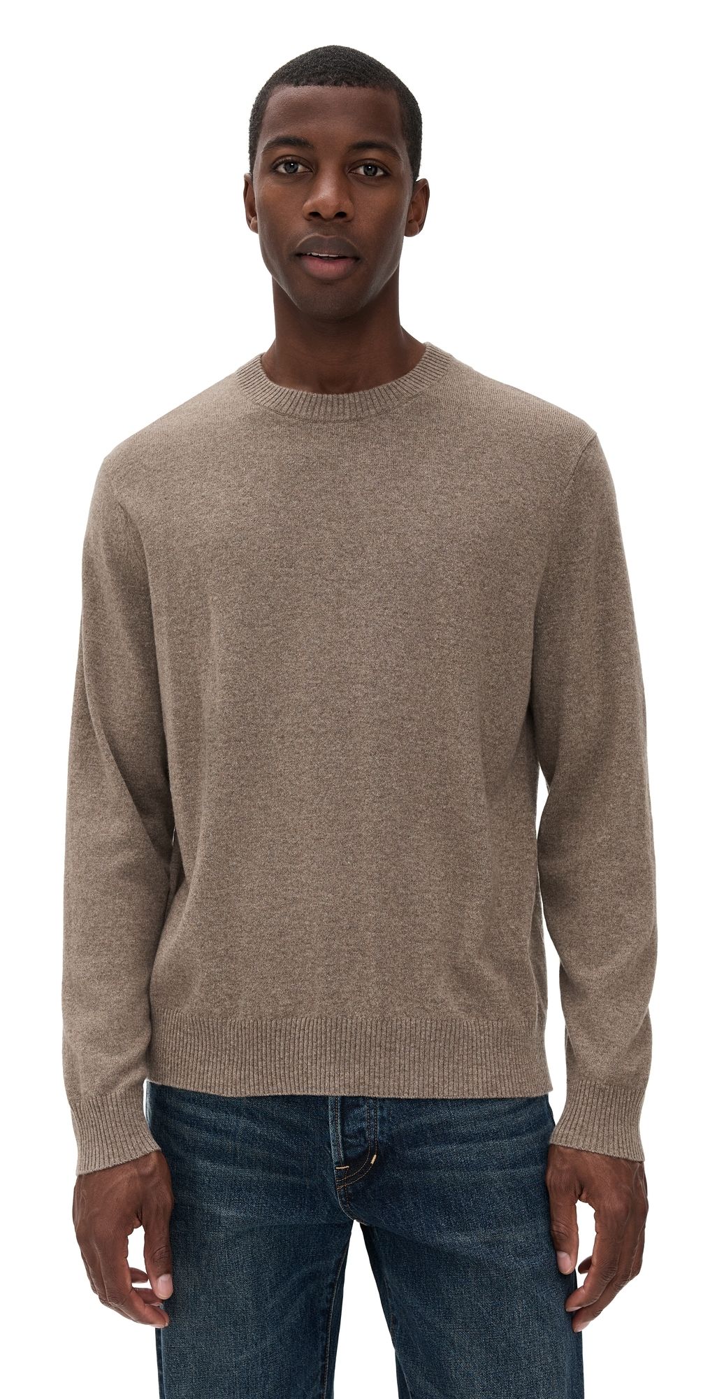 Theory Hilles Crew Neck Sweater in Cashmere Dark Feather Melange M