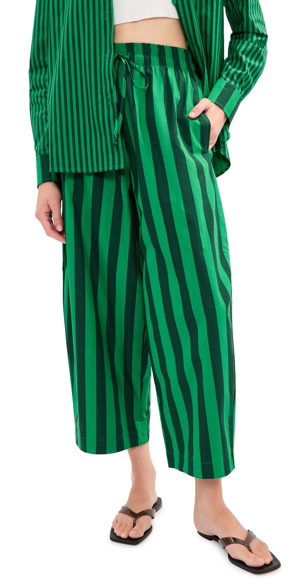 LE BOP Marcella Barrel Pants Green/Dark Green Stripe XXL