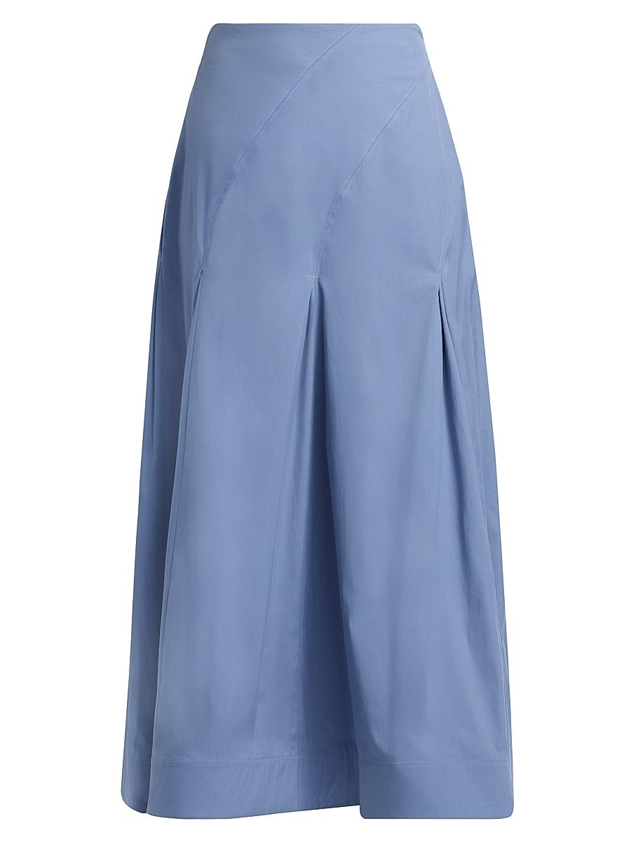 Women's Seamed Cotton Poplin Maxi Skirt - Cornflower - Size 12