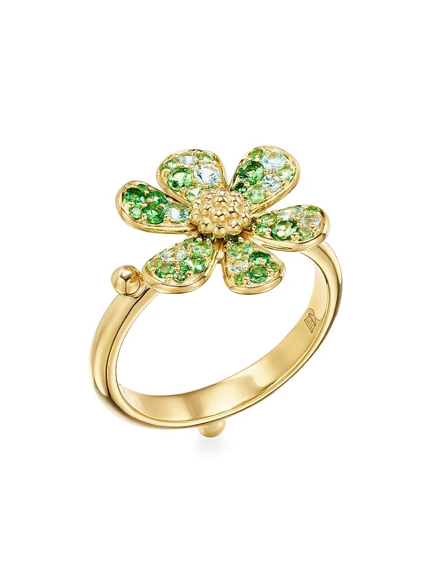 Women's Florence86 18K Yellow Gold & Multi-Gemstone Flower Ring - Yellow Gold - Size 7