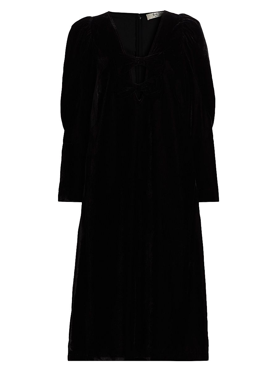 Women's Tashi Velvet Cut-Out Midi-Dress - Black - Size Small