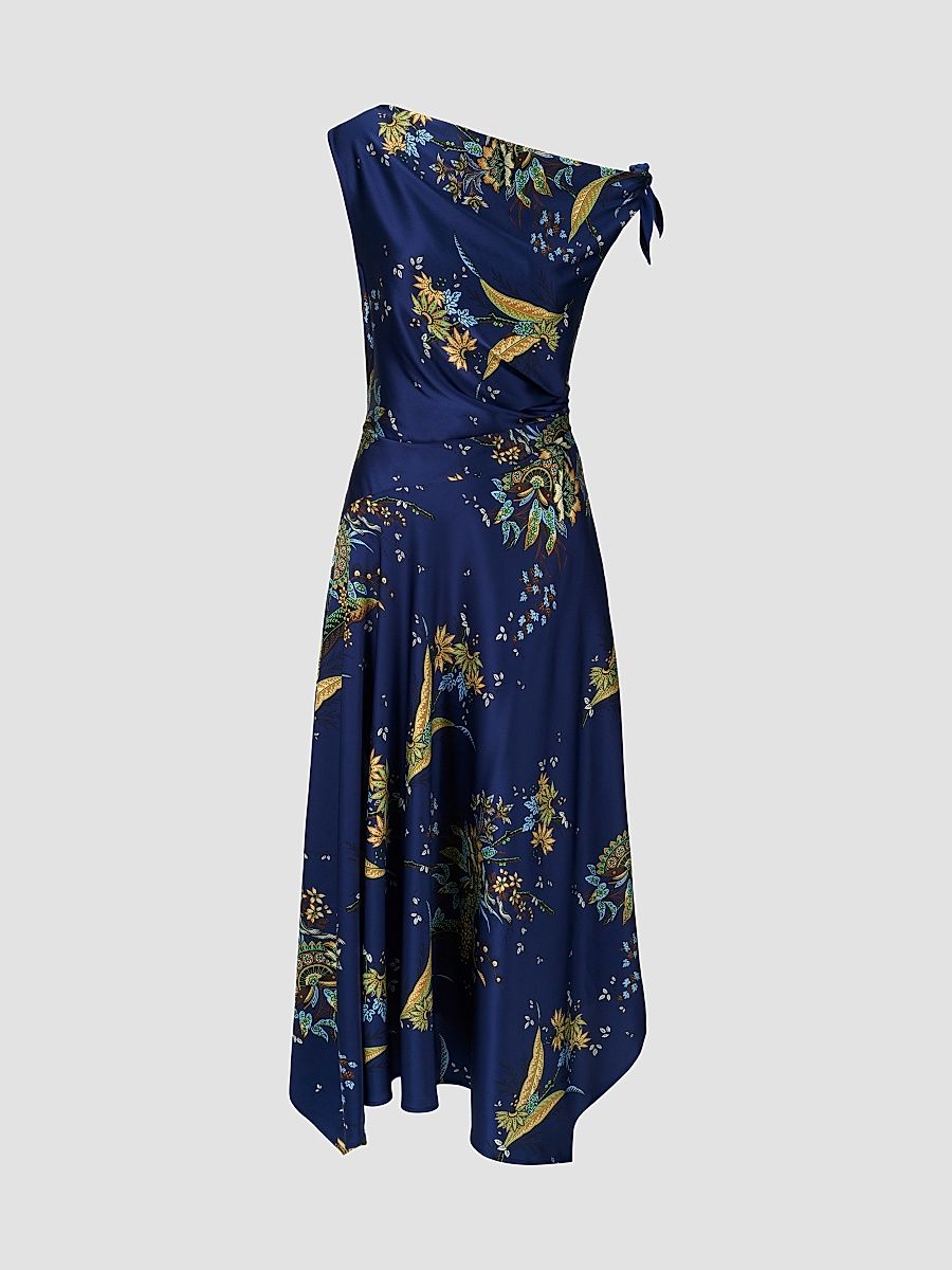 Women's Portia Silk Maxi Dress - Tapestry Midnight - Size 10