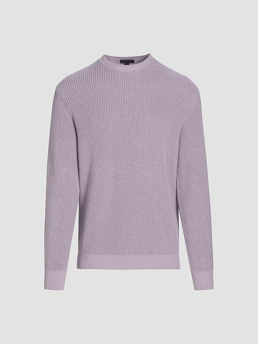 Saks Fifth Avenue Men's Garment-Dyed Ribbed Sweater - Purple - Size XXL