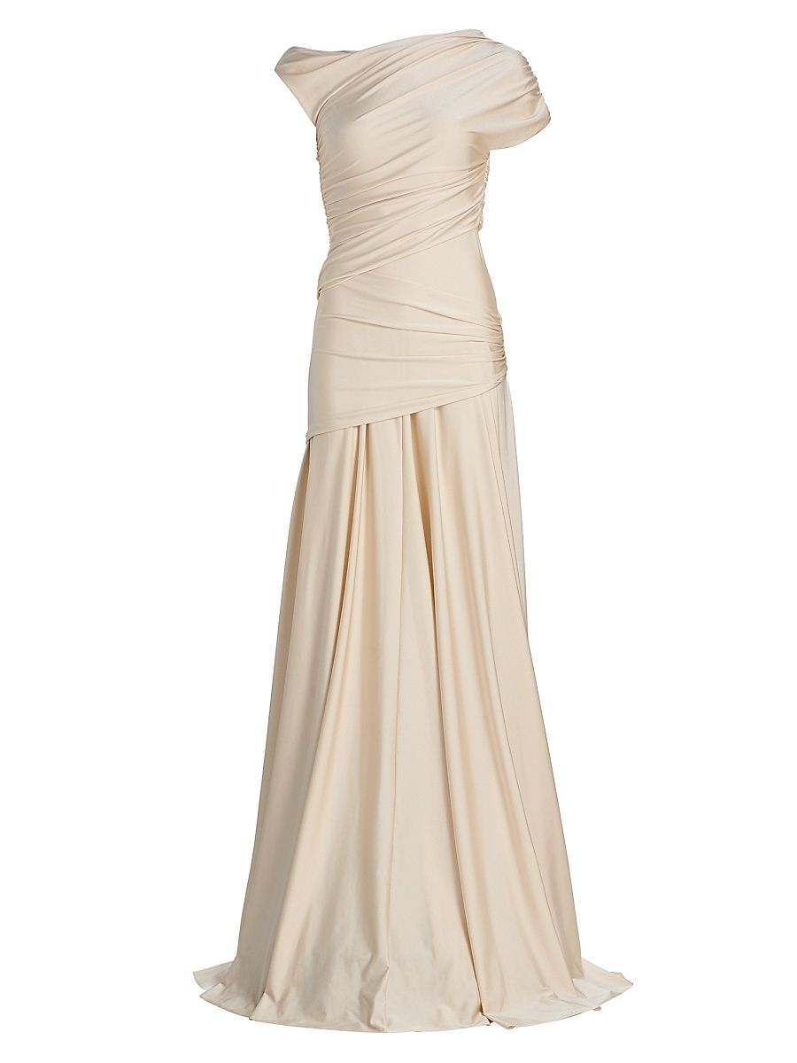 Women's Becia JJ Satin Asymmetric Gown - Macadamia - Size 8