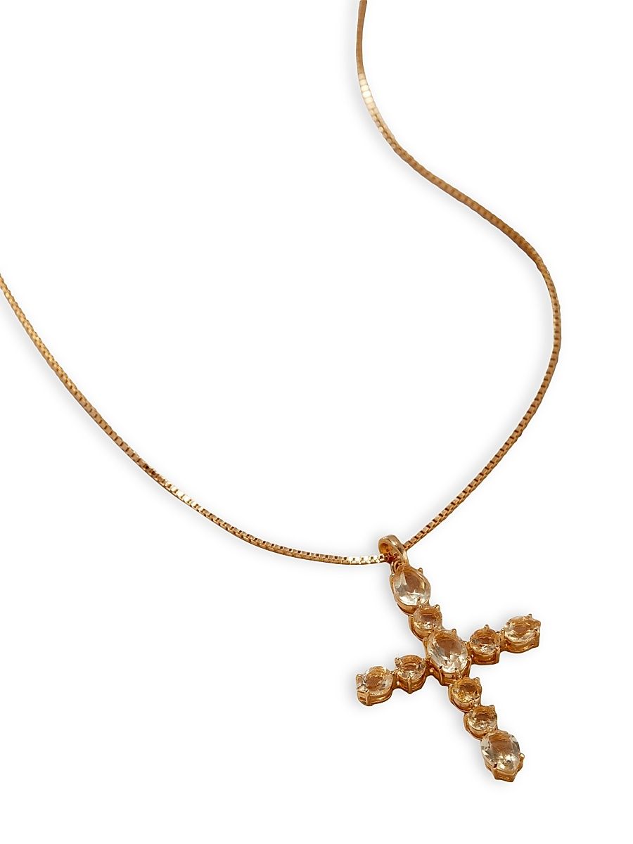 Women's The Isabella 18K-Gold-Plated & Citrine Cross Necklace - Gold