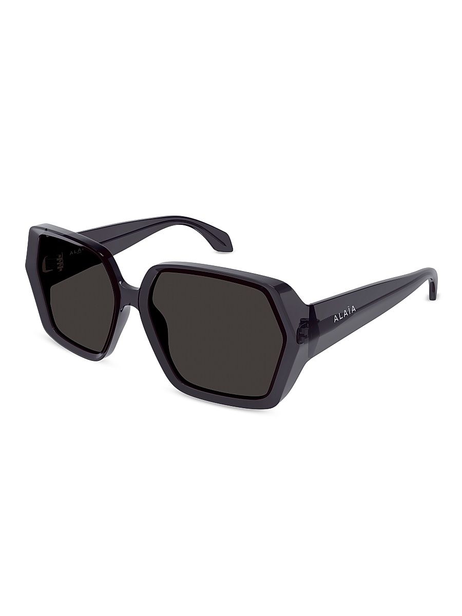 Women's Lettering Logo 60MM Geometric Sunglasses - Black Grey