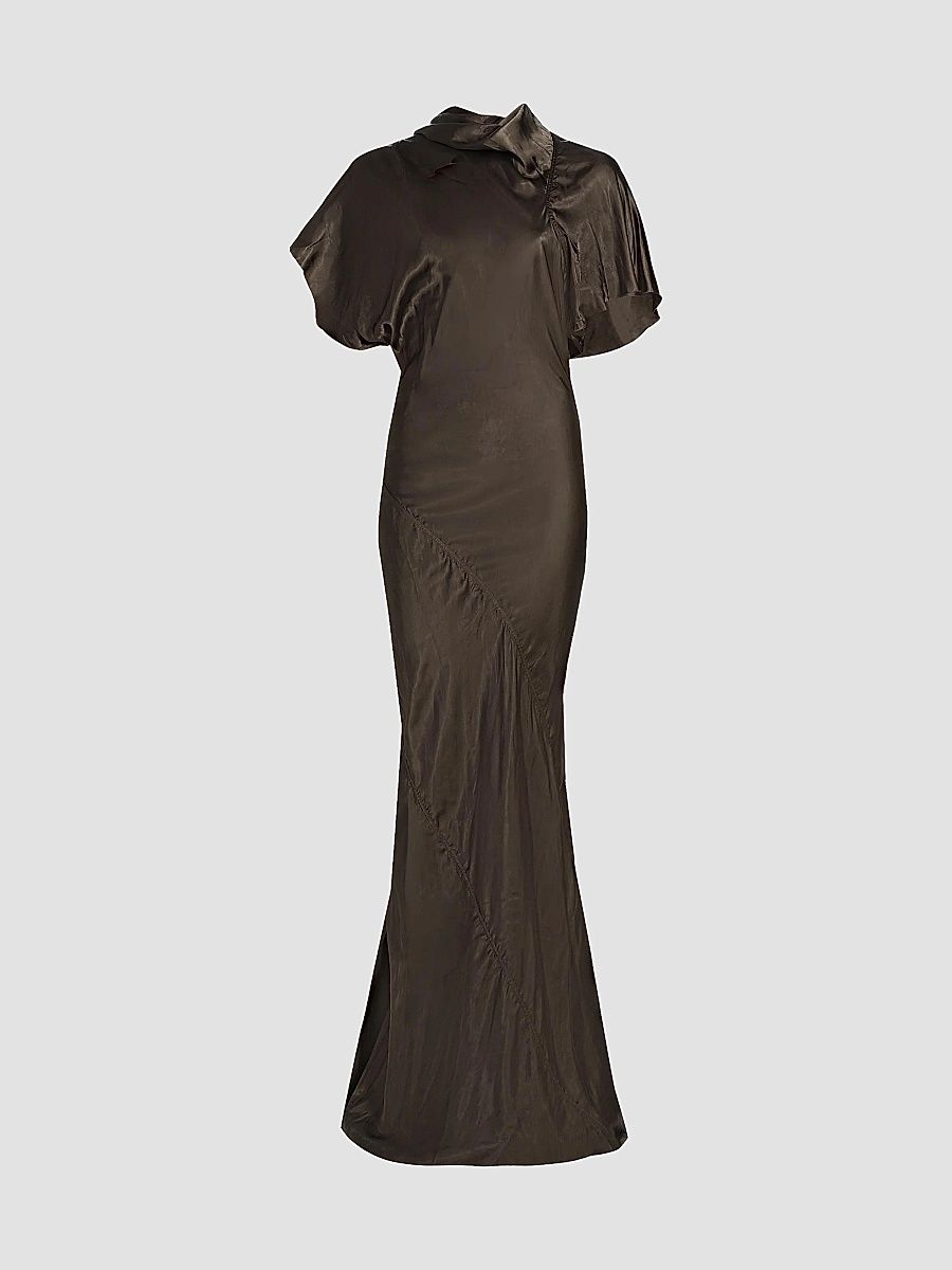 Rick Owens Women's Temple Seb Satin Draped Gown - Dark Dust - Size 2