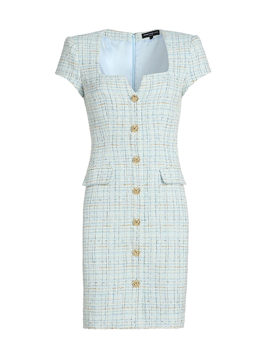 Women's Sierra Tweed Minidress - Aqua Melange - Size XL