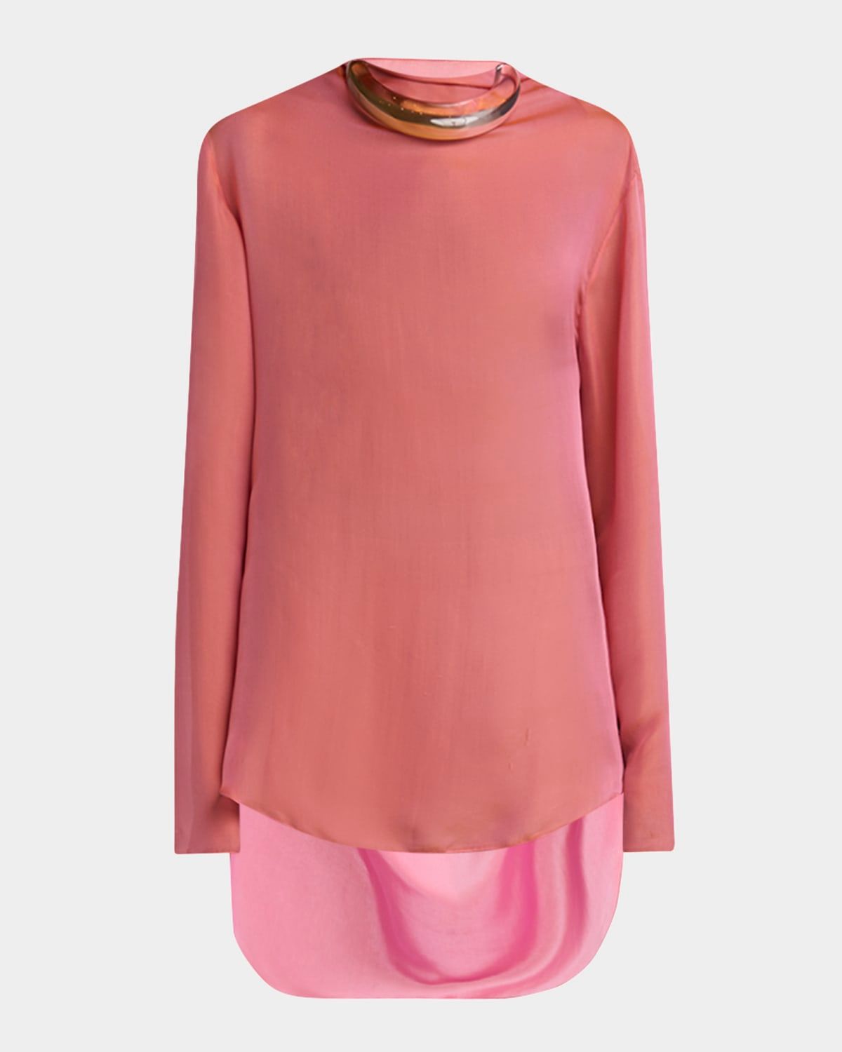 Iridescent Chiffon Cowl Backless Tunic