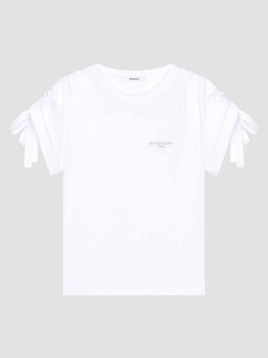 Givenchy Women's T-Shirt in Cotton with Bows - White - Size Large