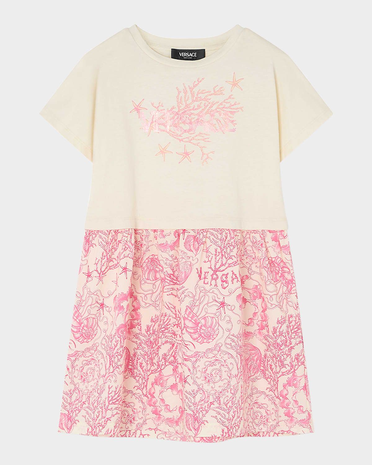 Girl & apos;s Two-Tone Logo-Print Dress, Size 6-14