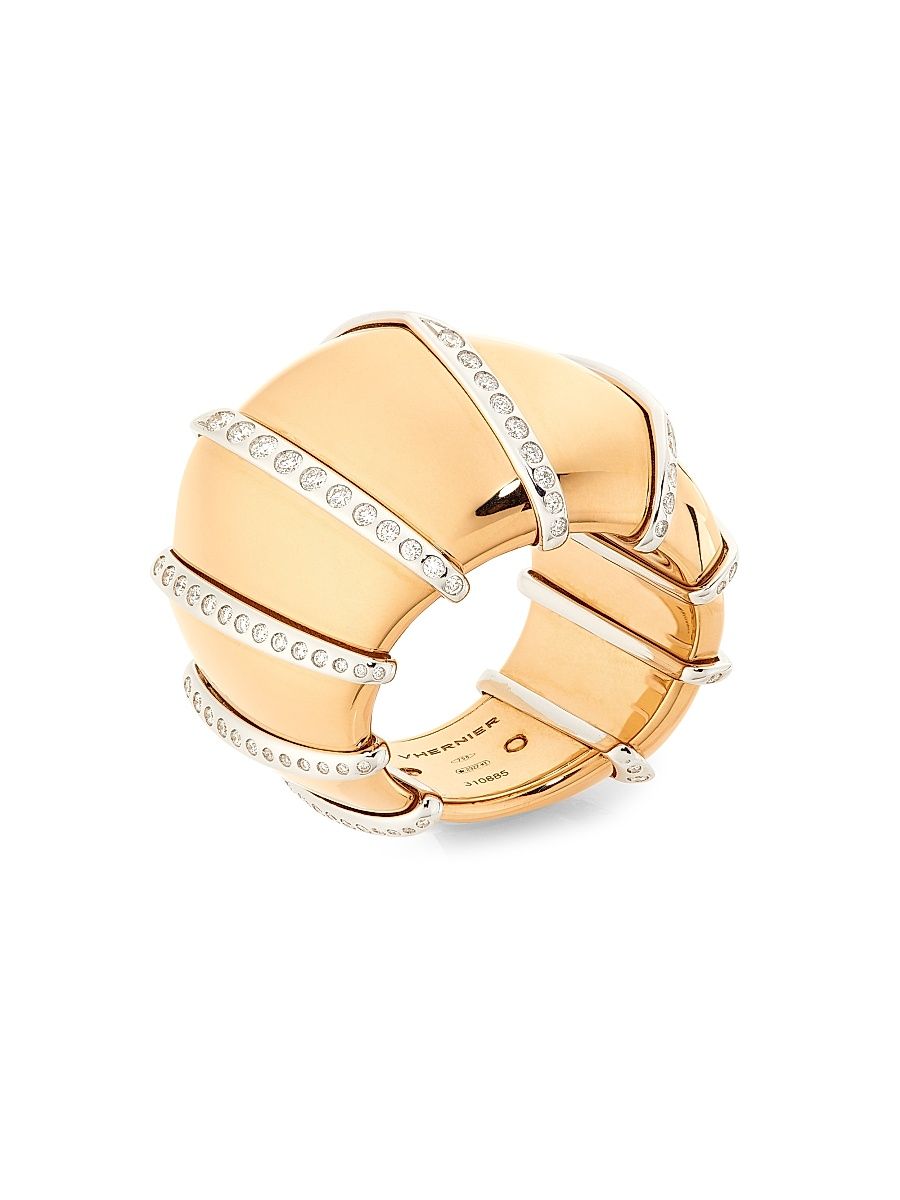 Women's Ardis Two-Tone 18K Gold & 0.88 TCW Diamond Ring - Rose Gold - Size 6.75